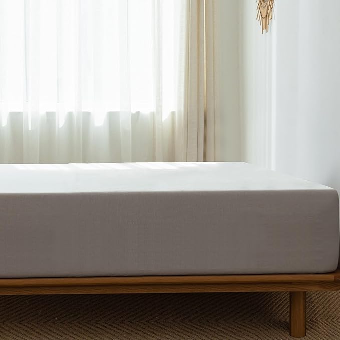 MooMee Fitted Bottom Sheet Only 100% Washed Cotton Linen Like Textured - Image 2