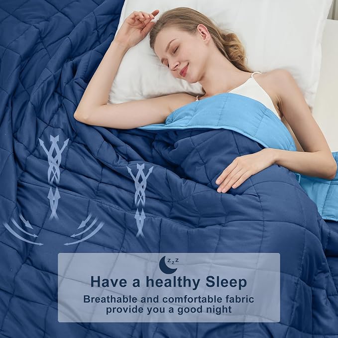 Blue Weighted Blanket for Adults 25lbs, Cal King Cooling Heavy Throw Blanket - Image 4