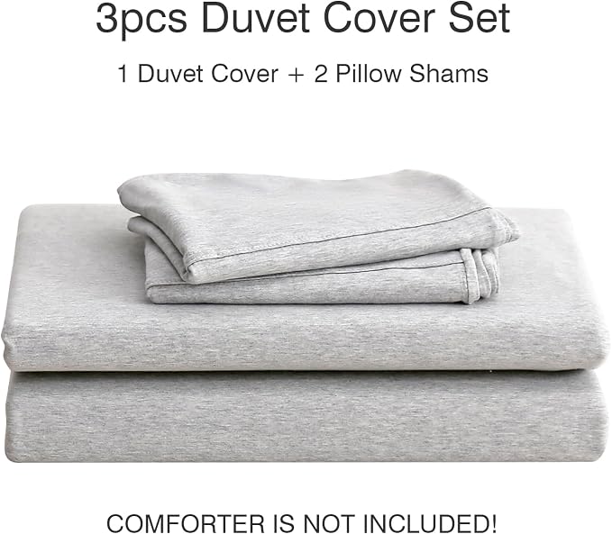PURE ERA Jersey Knit Duvet Cover Set 100% T-Shirt Cotton Super Soft Comfy 3pc - Image 7