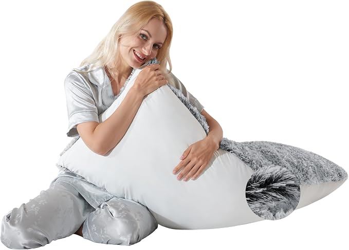 Fluffy Silk Full Body Pillow for Adults 20x54 Satin Body Pillow Cover Pillowcase by WSOFRLAC
