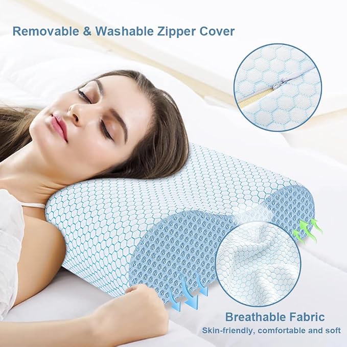 Anvo Memory Foam Pillow, Neck Contour Cervical Orthopedic Bed Pillow - Image 6