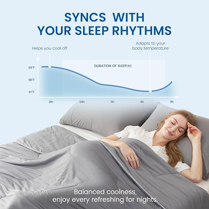 Cozy Bliss Cooling Comforter Twin Size, Reversible Lightweight Cooling Blankets - Image 2