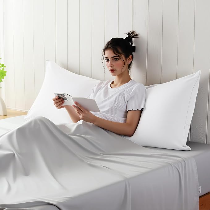 1 Pack Body Size Bamboo Viscose Zippered Pillow Case, 400 Thread Count Cooling - Image 3