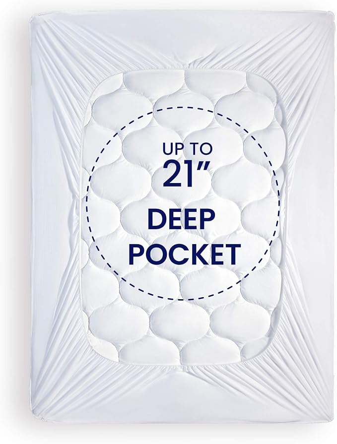 SLEEP ZONE Quilted Fitted King Size Mattress Pad Cover - Image 4