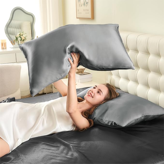 INFIIXSO Silk Pillow Cases Queen Size Set of 2-20x30Inches Silk Pillowcases - Image 9