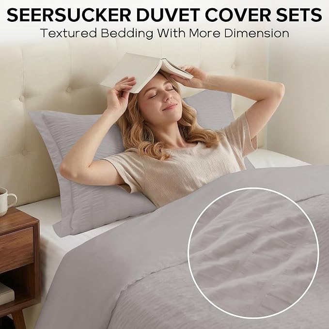 Cozyide Light Grey Twin Duvet Cover, 2 Pieces Bedding Duvet Covers, Soft - Image 2