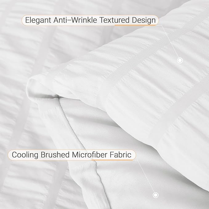 MUXHOMO 7 Pieces King Comforter Set, Seersucker Bed in a Bag King Size - Image 5