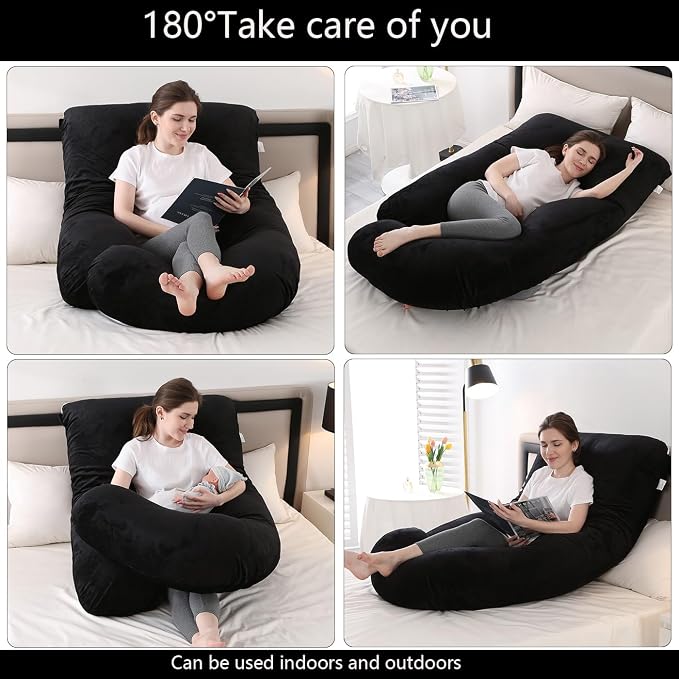 Jcickt Pregnancy Pillow J-Shaped Full Body Pillow, 59 inch - Image 2