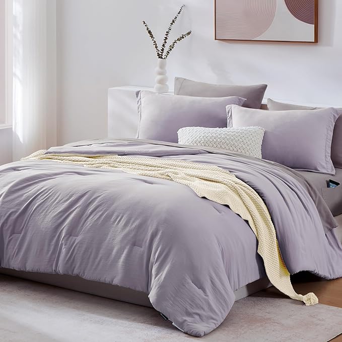 WRENSONGE Full Size Comforter Set- 7 Pieces Lilac Bed in a Bag Full Size - Image 2