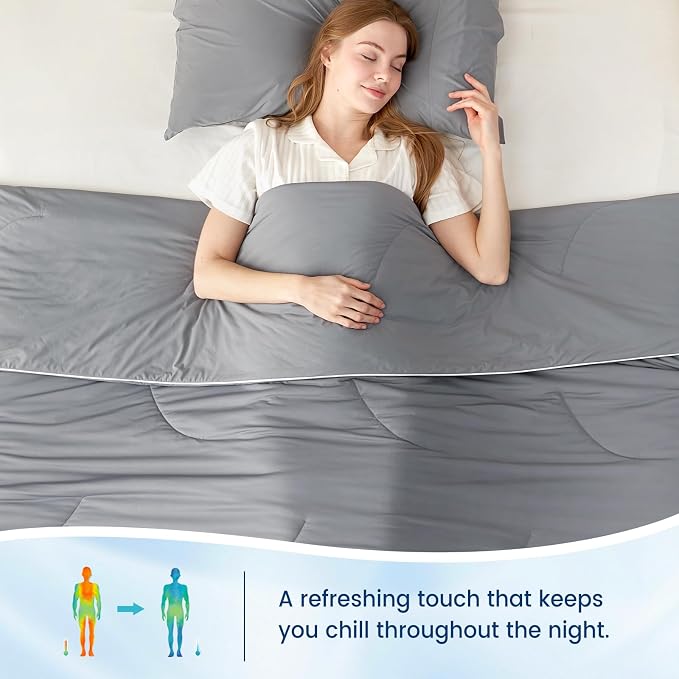 Cozy Bliss Cooling Comforter Twin Size, Reversible Lightweight Cooling Blankets - Image 4