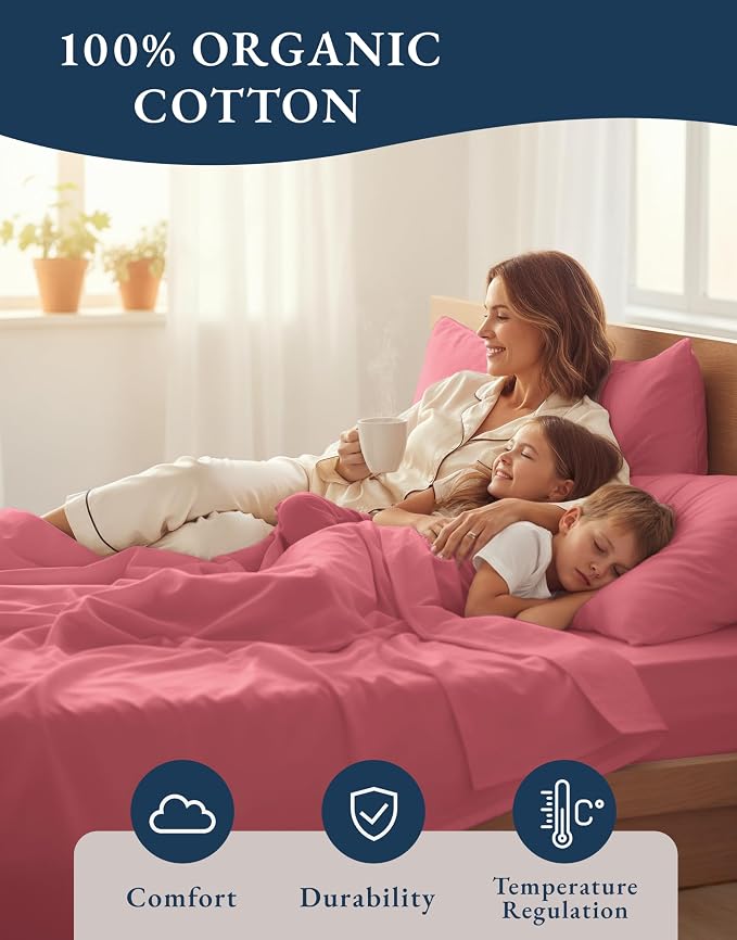 LANE LINEN Eco Friendly 100% Organic Cotton Twin Bed Sheet Set, Soft & - Image 6