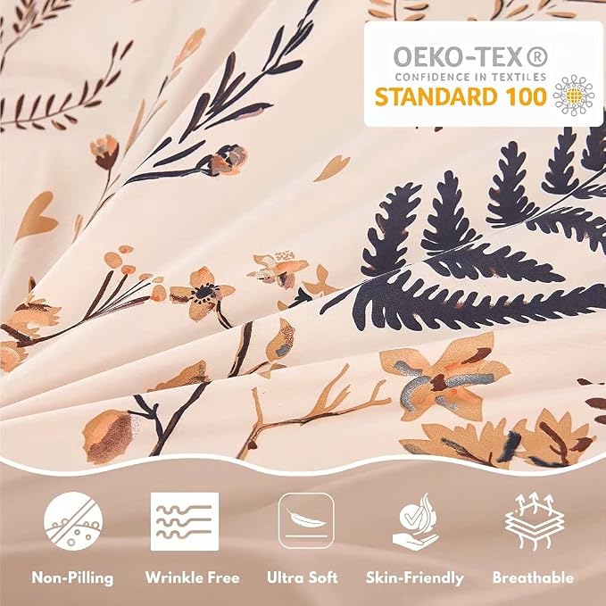 JSD Fall Floral Duvet Cover Set King Size, 3 Piece Boho Botanical Printed - Image 7