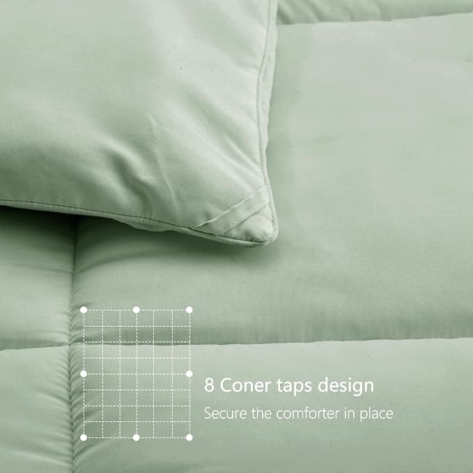 TEXARTIST Premium 2100 Series King Comforter All Season Breathable Sage Green - Image 5
