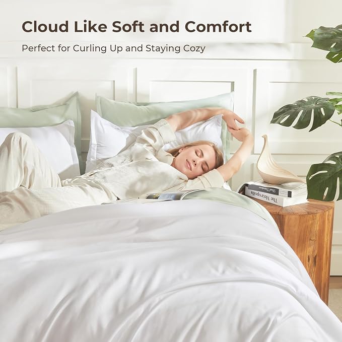 Litanika White Comforter Full Size Set, 3 Pieces Lightweight Solid Bedding - Image 2