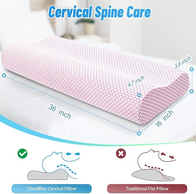 CloudBliss Memory Foam Pillow, Ergonomic Neck Contour Cervical Pillow - Image 2