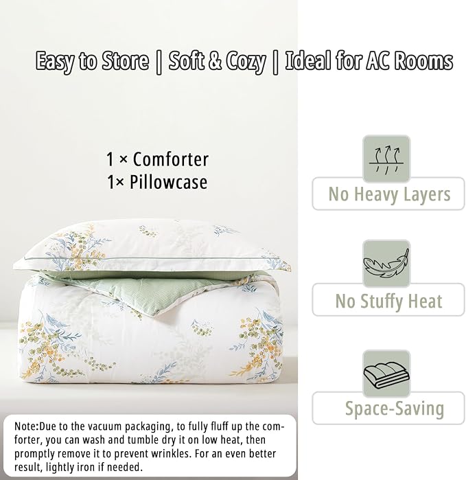 LEMIROE White Cotton Comforter Twin Size 2Pcs - Image 7