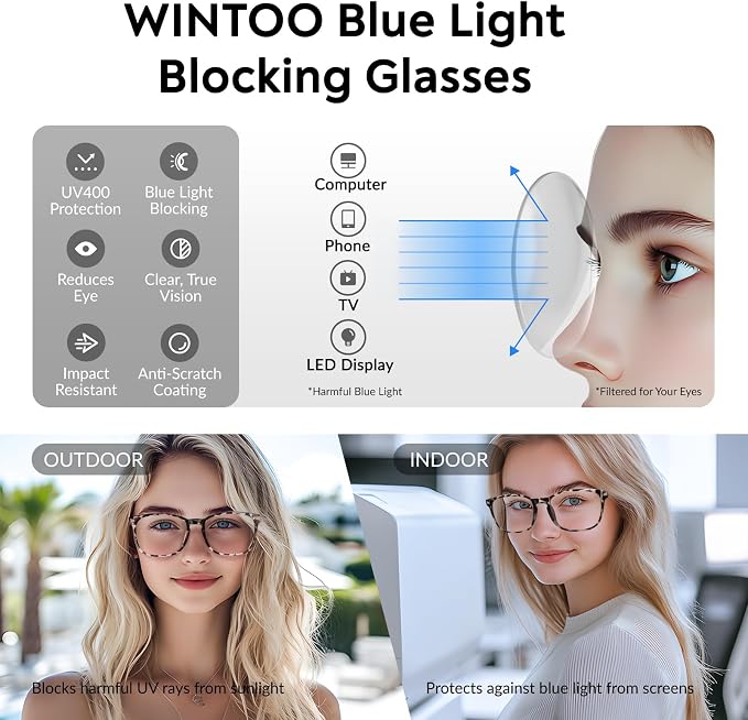 Blue Light Glasses for Woman Men | 99% Blue Light Blocking Glasses for Computer - Image 5