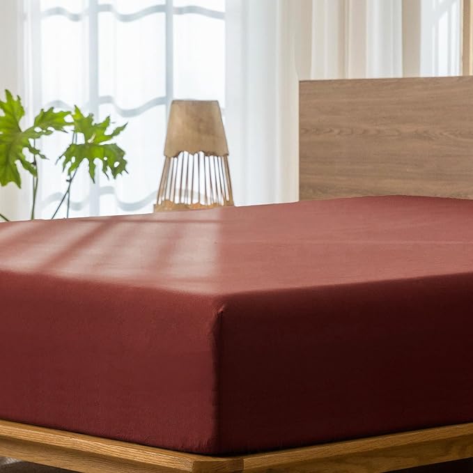 MooMee Fitted Bottom Sheet Only 100% Washed Cotton Linen Like Textured - Image 2