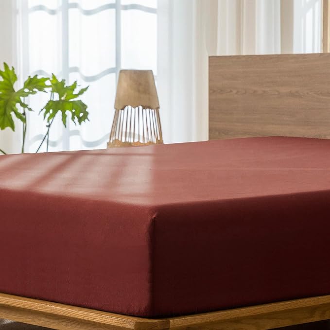 MooMee Fitted Bottom Sheet Only 100% Washed Cotton Linen Like Textured - Image 2