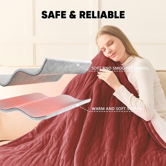 greenoak Heated Blanket Electric Queen Size 84"X90" Dual Control, Heating - Image 7