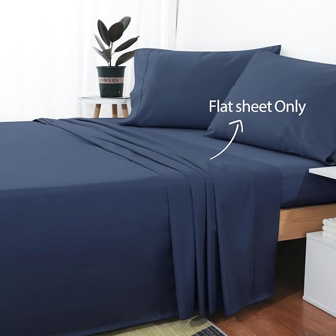 Cotton Cal King Flat Sheet Only, 600 Thread Count 100% Egyptian Cotton Top - Image 2