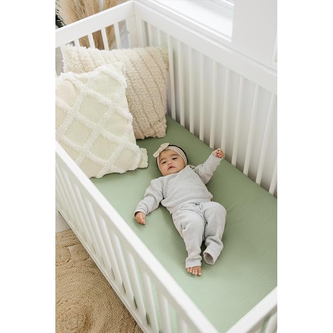 Konssy Muslin Crib Sheets 2 PCS, 100% Cotton Baby Crib Sheets - Image 3