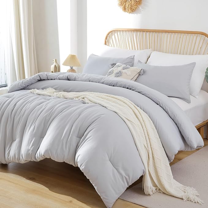 ROSGONIA Oversized King Comforter Light Gray, Soft Lightweight Oversized King - Image 3