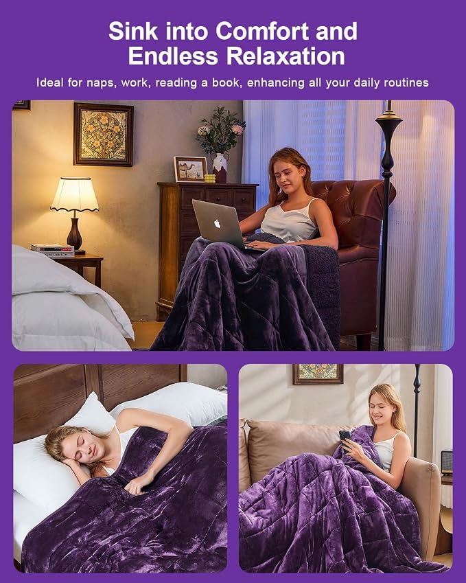 Super Fuzzy Soft Sherpa Fleece Weighted Blankets, 15 lbs Dual Sided Fluffy - Image 4