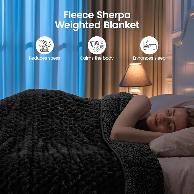 Super Soft Luxury Fleece Sherpa Weighted Blanket 15lbs - Image 2