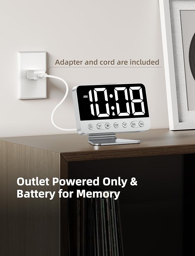 Odokee Digital Alarm Clocks for Bedrooms: Large Bold Number 5 Brightness Dimmer - Image 6