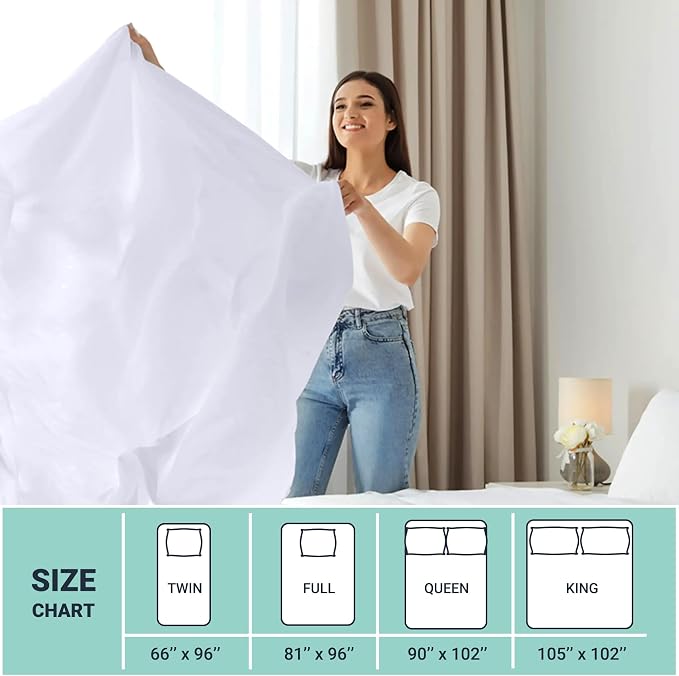 ZPECC King Flat Sheet Only 4 Pack, Durable White Top Bed Sheets Hypoallergenic - Image 5