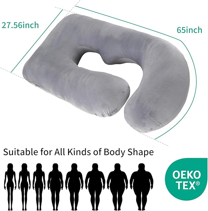 U-Shaped Pregnancy Pillow for Sleeping, Full Body Support for Back, HIPS & - Image 2