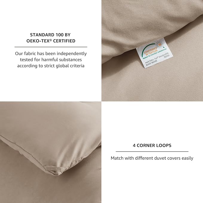 CozyLux Queen Comforter Set Khaki, 3 Pieces Solid Comforters Queen Size - Image 4