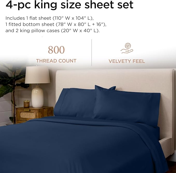 Threadmill Luxury 800 Thread Count King 100% Cotton Sheets - Image 2