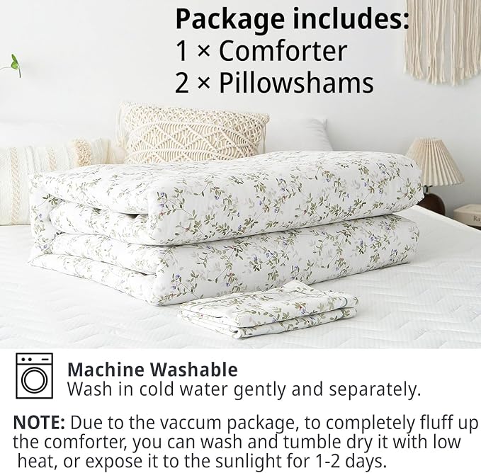 LEMIROE Botanical Cotton Comforter Queen Size - Image 7