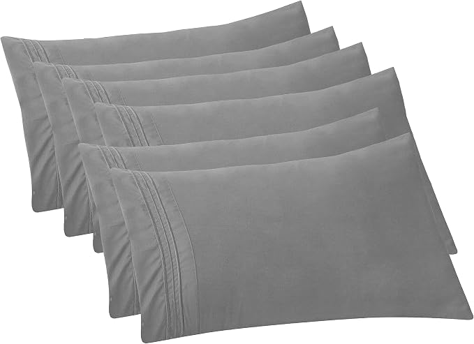 Elegant Comfort 6-PACK Solid Pillowcases 1500 Premium Hotel Quality Microfiber by ELEGANTCOMFORT