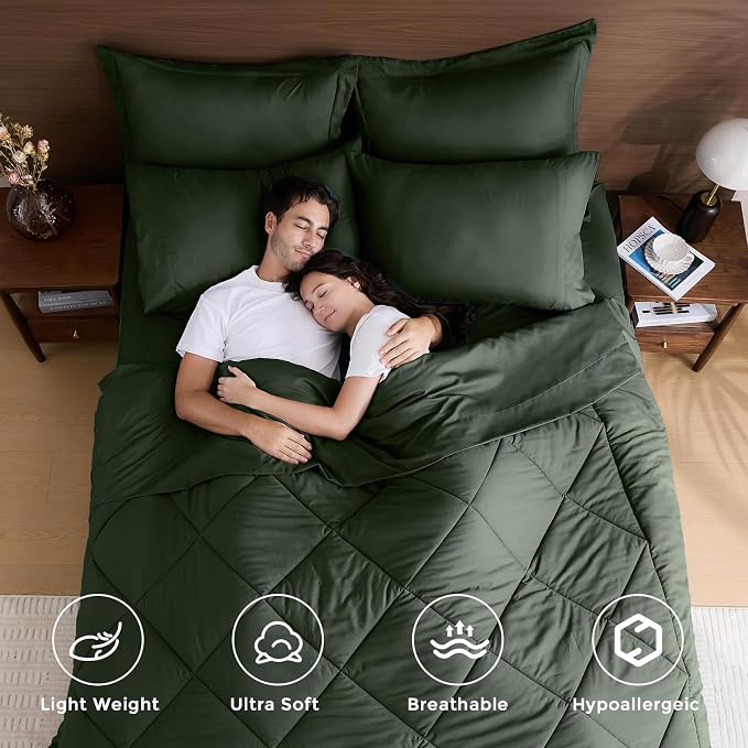 HEVUMYI Army Green California King Comforter Set - Image 2
