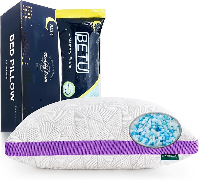 BETU Cooling Pillows Queen Size Set of 2, Shredded Memory Foam Pillows Cool - Image 7