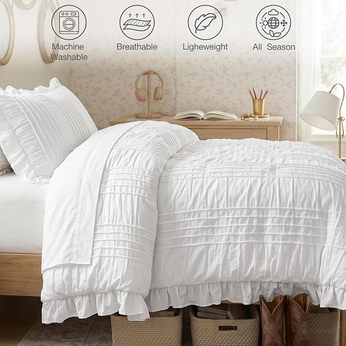 WONGS BEDDING Comforter Full Size, Soft Seersucker Textured Bedding Set Full - Image 7