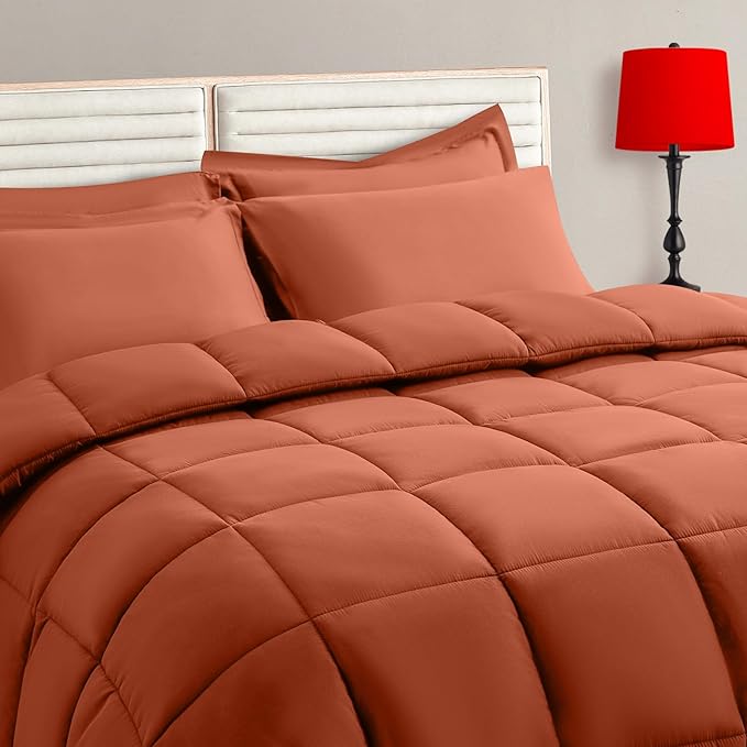 TAIMIT Burnt Orange Queen Size Comforter Set by TAIMITBedingSets