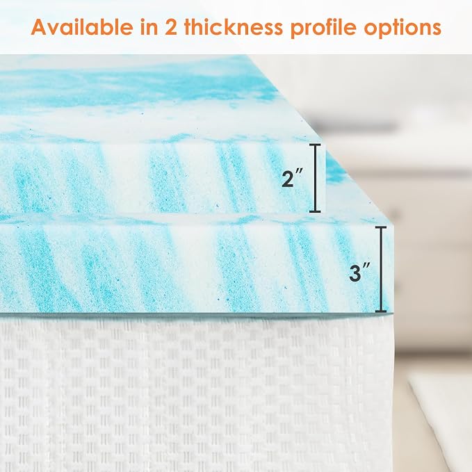 Sweetcrispy Mattress Topper King, 3 Inch Thick Memory Foam Gel Infused Cooling - Image 2