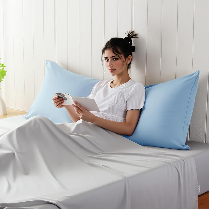 1 Pack Body Size Bamboo Viscose Zippered Pillow Case, 400 Thread Count Cooling - Image 3