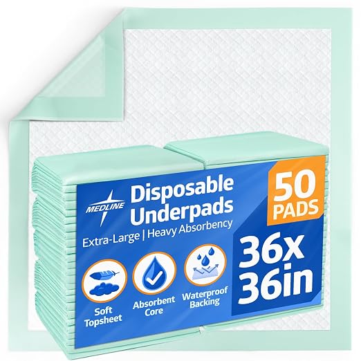 Medline Super Absorbent Underpad, Extra Large Disposable Incontinence Pads by Medline