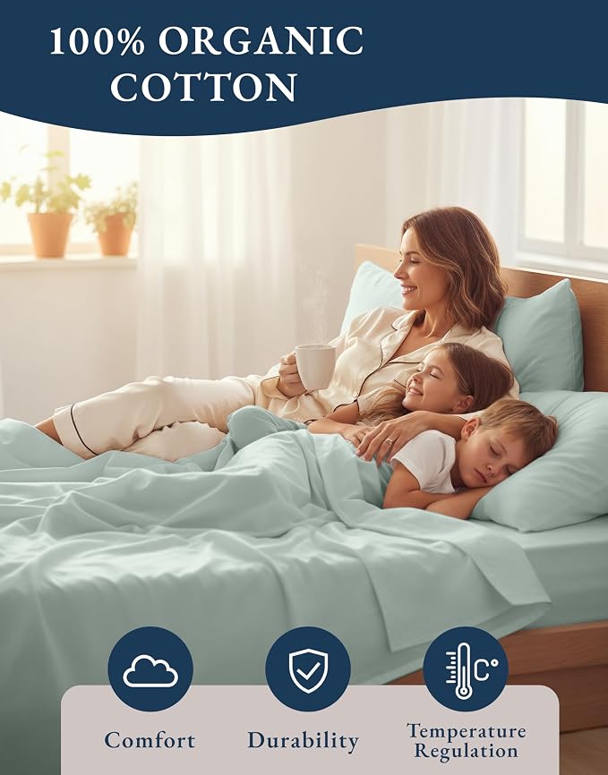 LANE LINEN 100% Organic Cotton Extra Long Twin Sheet & Pillowcase Sets - Image 6