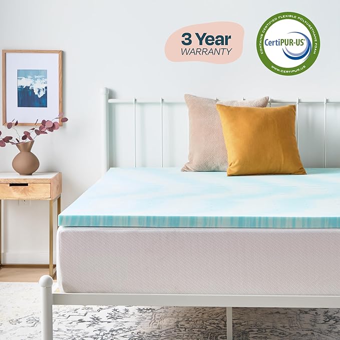 Linenspa 2 Inch Swirl Gel Memory Foam Mattress Topper, Full Size – Cooling Gel - Image 6