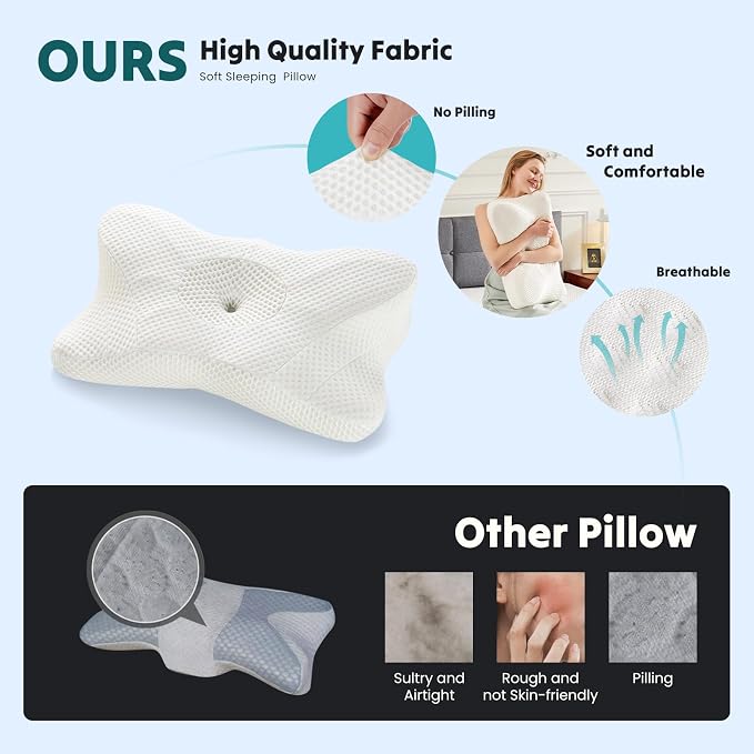 DUMOS Cervical Neck Pillow, Cooling Ergonomic Memory Foam Pillows - Image 2
