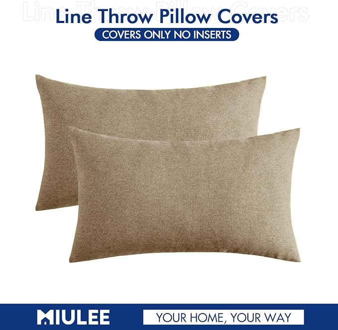 MIULEE Pack of 2 Decorative Outdoor Solid Waterproof Throw Pillow Covers Faux - Image 6