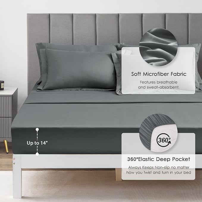 Love's cabin Oversized Queen Comforter Set Dark Grey, 7 Pieces Bed in a Bag - Image 5