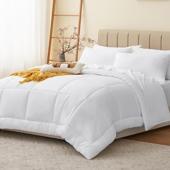 CozyLux Twin XL Comforter Set White, 5 Pieces Twin Extra Long Bed in a Bag - Image 6