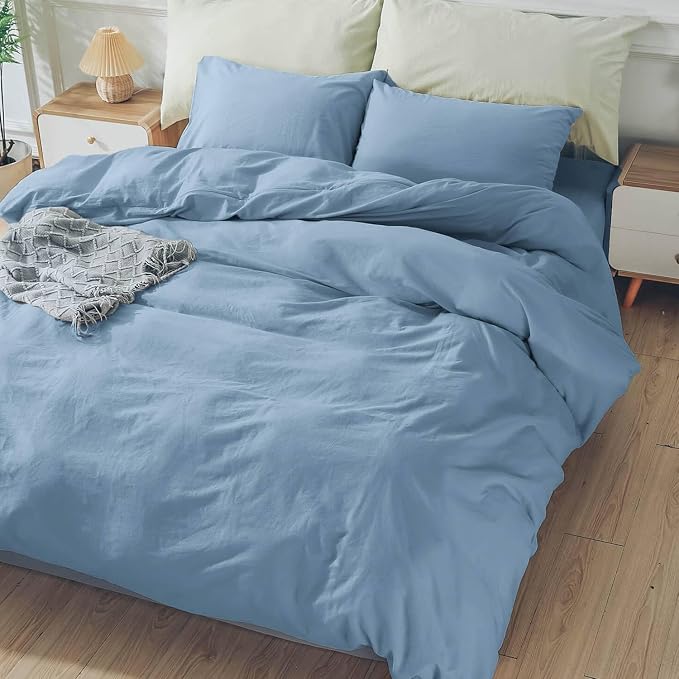 NEXHOME PRO Duvet Cover Set 100% Washed Cotton California Kingn 104"x98" - Image 3